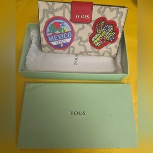 Tous Cream and Red Patch Wallet. Never Used.